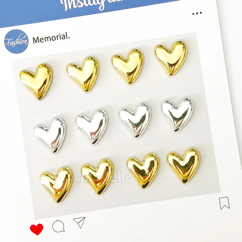 10PCS Gold Heart Fridge Magnets Small Silver Magnetic Stickers Mini Cute Refrigerator Magnet Set For Kitchen Home Office Decor