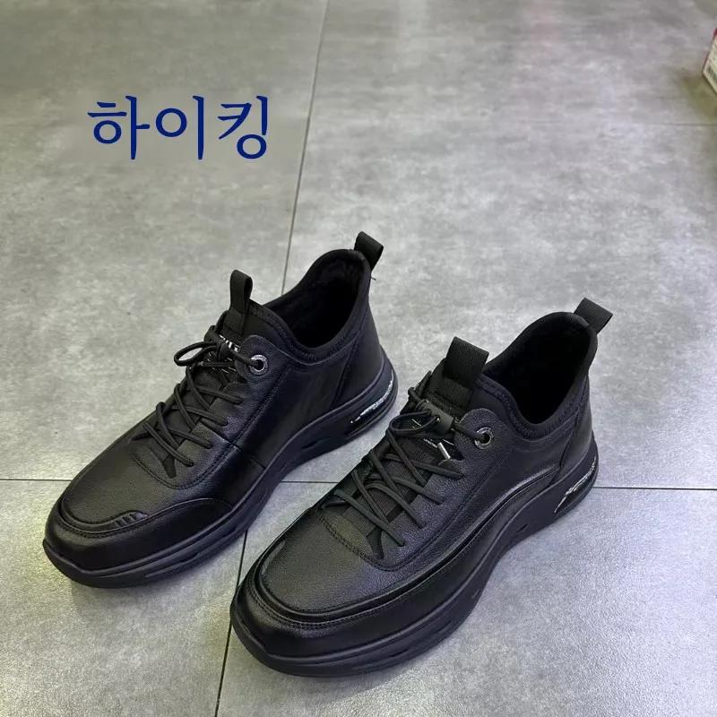 Шанхайские походные кожаные туфли мужские зимние 2024 новые тонкие бархатные на