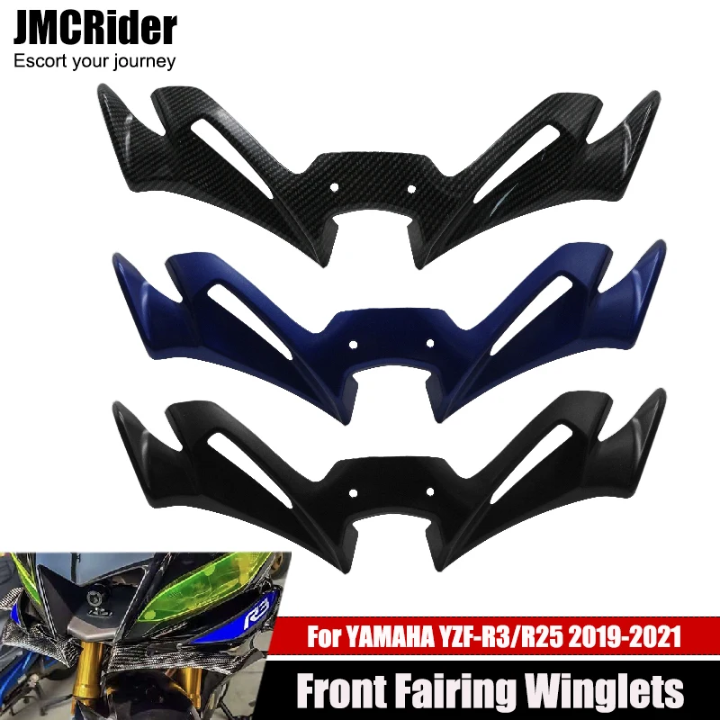 For YAMAHA YZF-R3/R25 YZF R3 R25 2019 2020 2021 Motorcycle Front Aerodynamic Fairing Winglets Carbon Fiber Cover Protector Guard
