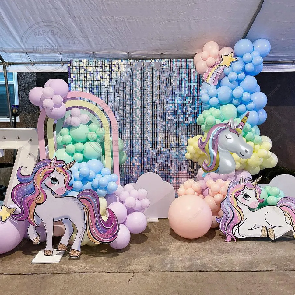 

156pcs Unicorn Theme Balloons Arch Garland Kit Pastel Maca Latex Balls Kids Girls Birthday Baby Shower Party Decorations Globos