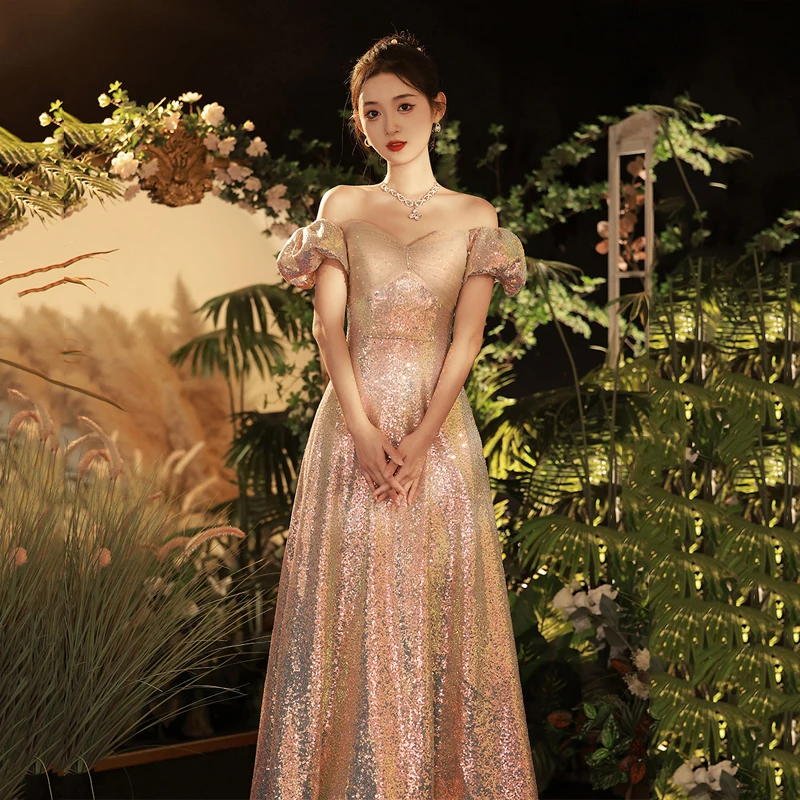 

LAMYA Sequined Long A Line Evening Party Dresses Sweetheart Beads Plus Size Formal Gown Elegant Ruched Robe De Soiree