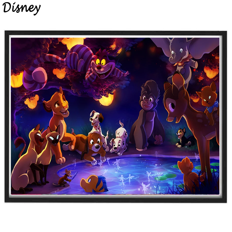 

Картина из страз «сделай сам», квадратная/круглая Алмазная вышивка с изображением животных из мультфильмов Диснея, стразы, домашний декор д...