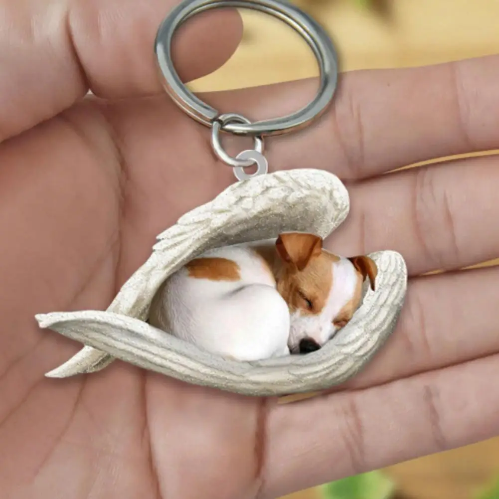 

Acrylic Cute Dog Sleeping Angel Chains Animal Chain For Women Girls Female Holder Car Kids Gift Drop Ship B6l5