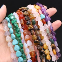 14mm heart natural stone beads agate opal jade amethyst rose quartz tiger eye beads for jewelry making charm bracelet for women