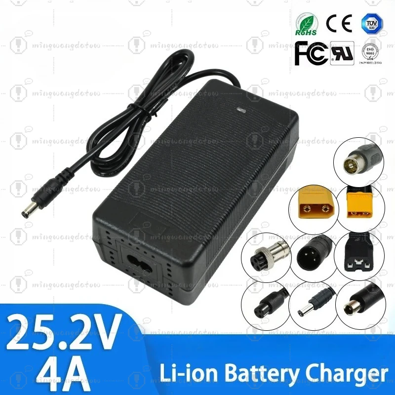Фото Зарядное устройство для литий-ионных аккумуляторов 25.2V 4A для 6S 21.6V 22.2V 18650 литий-ионных/литий-полимерных аккумуляторных блоков DC5.5*2.1 XT60 XT90 GX12 GX16 №1