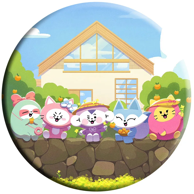 KPOP ITZY MDZY мультяшный круглый жестяной значок брошь с зеркальной подвеской брелок