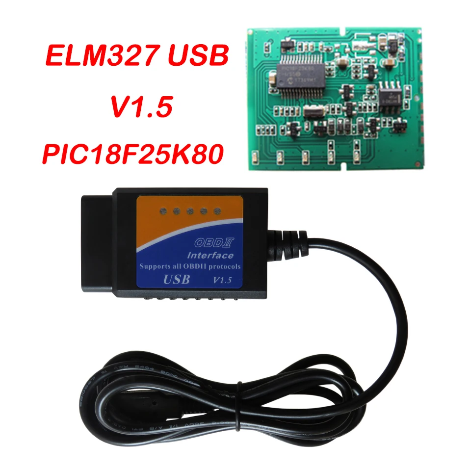 

Obd2 Elm327 V1.5 USB Diagnostic Tools PIC18F25K80 Chip ELM 327 V 1.5 OBD 2 OBDII Readers Interface Car Code Scanner Auto Tools