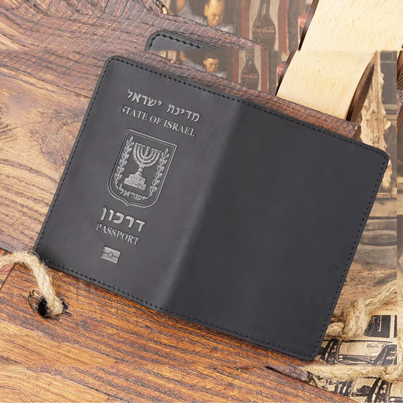 Name Engraved Leather Israel Passport Cover with Personal Name Travel Wallet Israel Passport Holder Customized Name