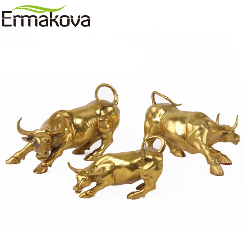 ERMAKOVA настенная уличная Золотая свирепого быка OX Статуэтка скульптура заряжаемая
