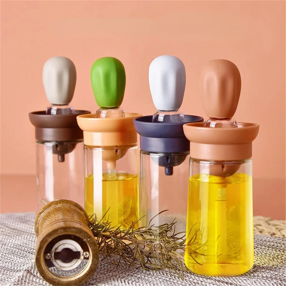 

Креативная бутылка для масла 150 мл, контейнер для масла из силикона и стекла с щеткой, бутылка с распылителем для барбекю, кухонный дозатор м...