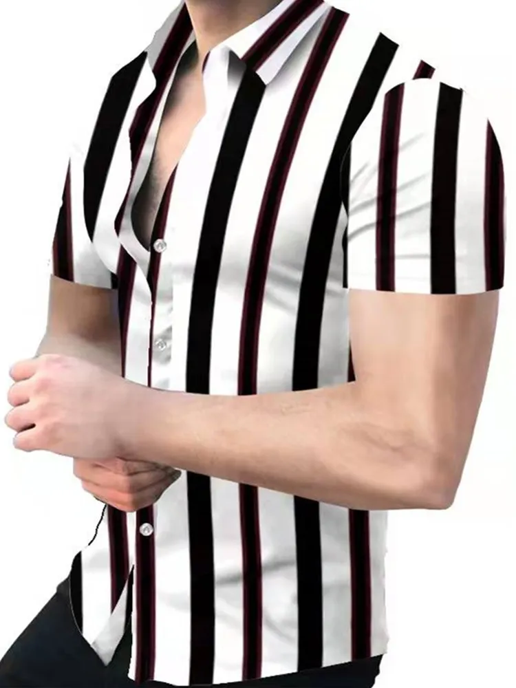 

New Summer Men's Printed Hawaii Casual Shirts Brand Streetwear Men's Clothing Cardigan High-End Short Sleeve Dress Shirt