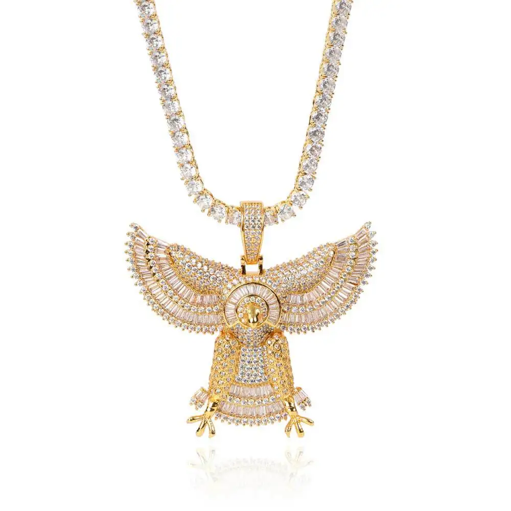 

Hot Seller HipHop Micro Inlay Zircon Chains 3A Zircon Necklace Personality Aggressive Solid Eagle Braid Chain Pendant