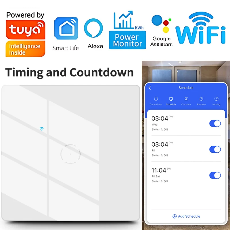 

Tuya Wifi EU US AU Smart Switches 1/2/3Gang Touch Light Switch Wall Sensor Switches Smart Life for Alexa Google Home Alice