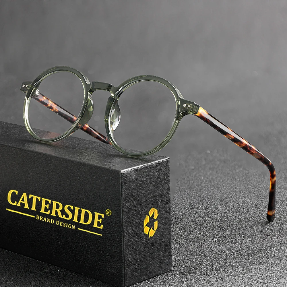 CATERSIDE ретро круглые оправы для очков мужчин TR-90 оправа ацетатные дужки очки