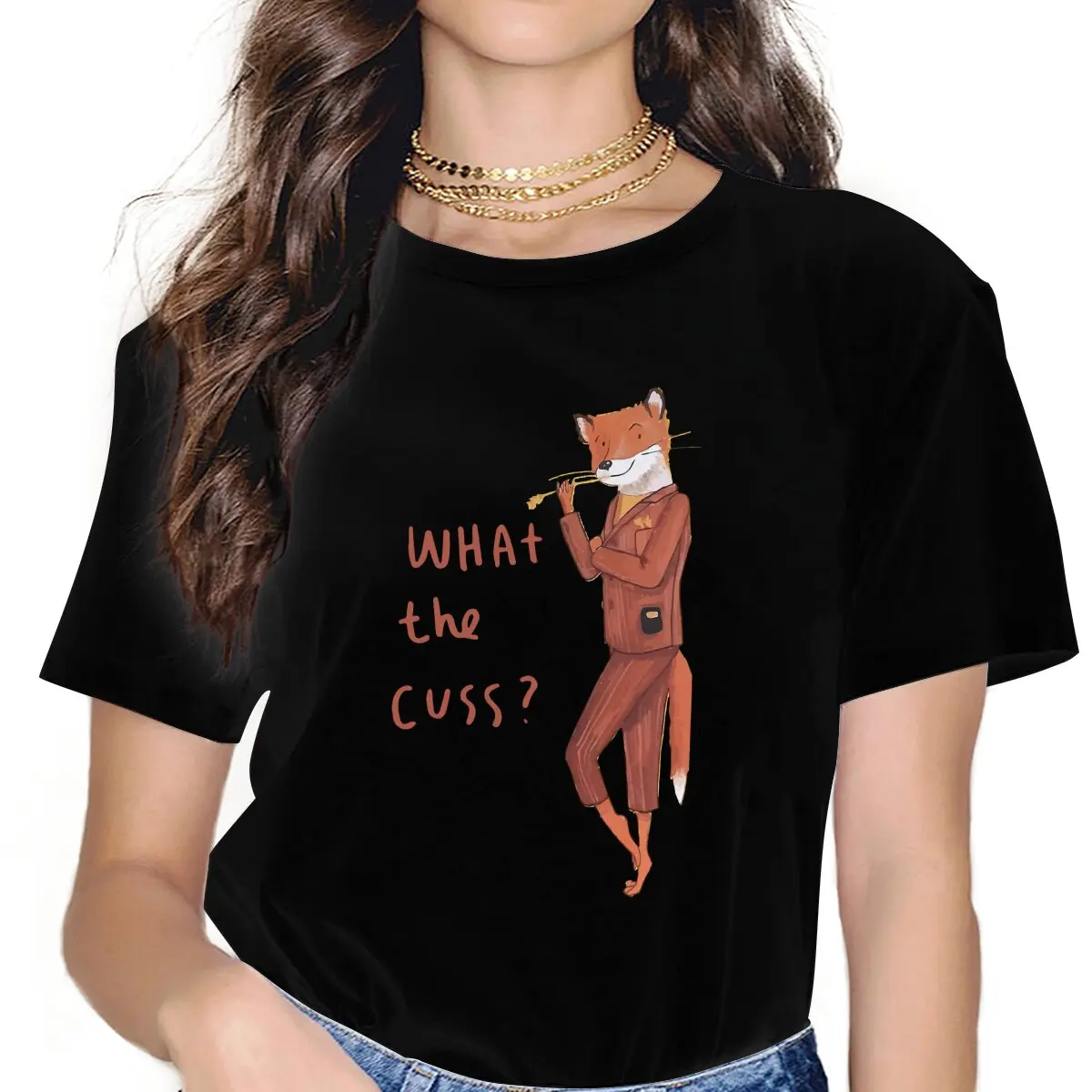 

Fantastic Mr Fox Book What The Cuss Tshirt Homme Women's Tees Unisex Blusas T Shirt For Women