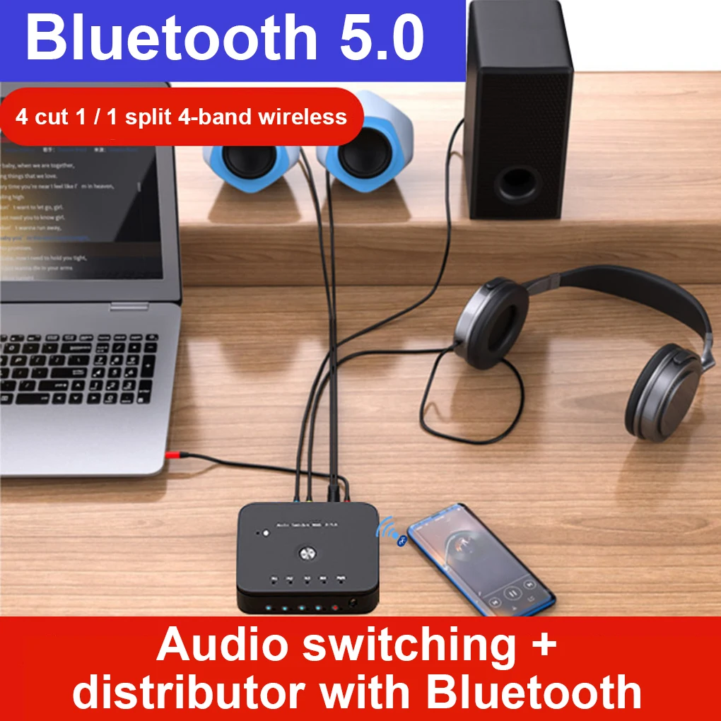 

3-in-1 Stereo Sound Audio Adapter Switcher Mobile Phone Tablet Bluetooth-compatible Receiver Switch Box Converter