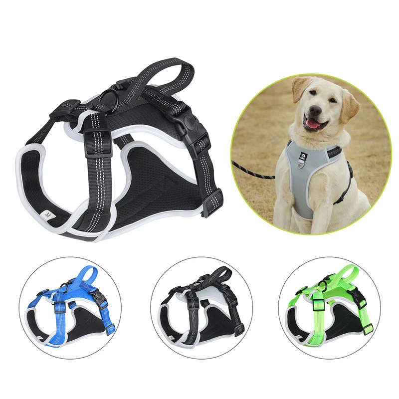 

Large Dogs Harness Vest Reflective Safety Adjustable Pet Chest Harness for Medium Large Dogs Training Running Pet Supplies