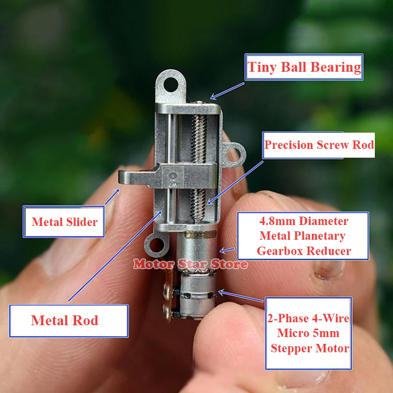 

Nidec Tiny Mini 5mm Precision Planetary Gearbox Gear Stepper Motor 2-phase 4-wire Stepping Motor Linear Screw Rod Metal Slider