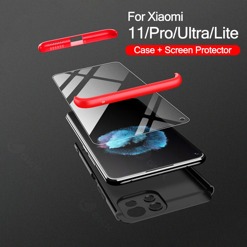 

GKK 360 Degree Protection Case For Xiaomi 11 10 Lite 10T Pro With Film Anti-knock Matte Cover For Xiaomi 11 10 10T Pro Lite Case