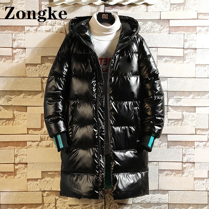 

Zongke Bright Hooded Winter Parka Jacket Men 2022 Black Hooded Long Winter Coat Men Winter Parka 5XL New Arrivals