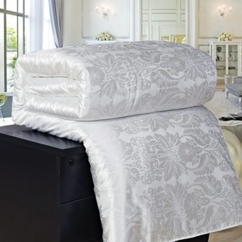 

New Natural/Mulberry Luxury Silk Comforter Duvet Hand-made Twin Queen King Full size Blanket Quilt jacquard Bedding in Filler