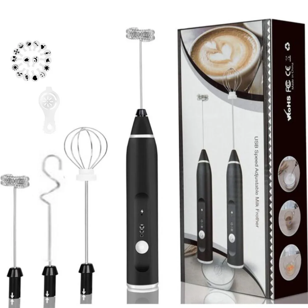 

USB Rechargeable Blender Milk Frother 3 Speeds Electric Stainless Steel Handheld Mini Blender Drink Mixer for milk eggs