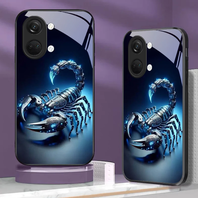 Фото Чехол для телефона Neon Tech Scorpion из черного стекла для OnePlus Nord CE 2T 2 3 Lite N20 N30 6T 7 7T 8 8T 9 10 Pro 11R 12R 13R. №1