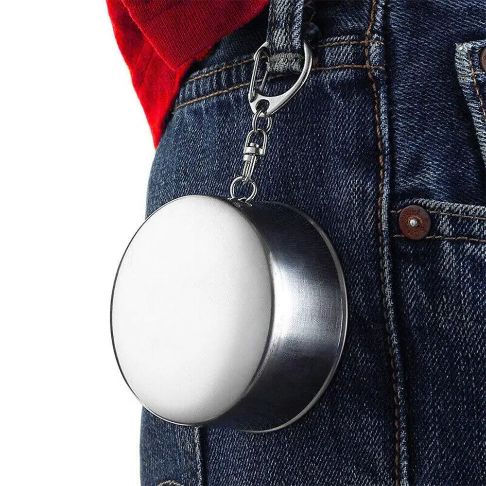 Серебристая Складная чашка из нержавеющей стали портативная уличная