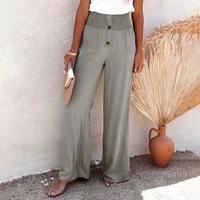 2022 new women pants baggy solid color wide leg high waisted spring summer temperament loose fitting pants for beach