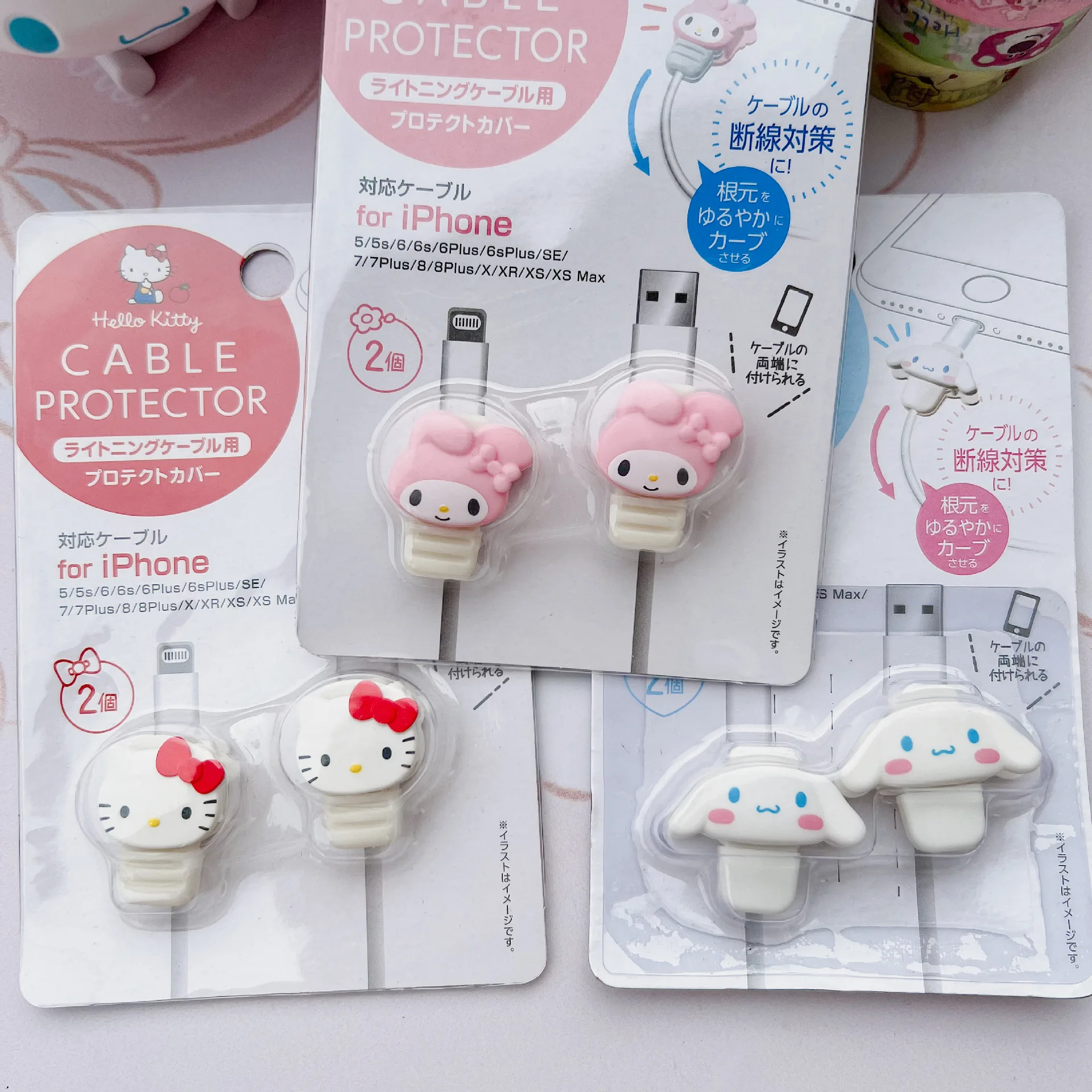 

Kawaii Sanrio защитный рукав для кабеля передачи данных Hello Kitty My Melody Cinnamoroll Iphone Защита для зарядного кабеля анти-утечки гибкий
