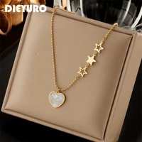 dieyuro 316l stainless steel heart necklace for women fashion ladies star clavicle chain girls party casual body jewelry gift
