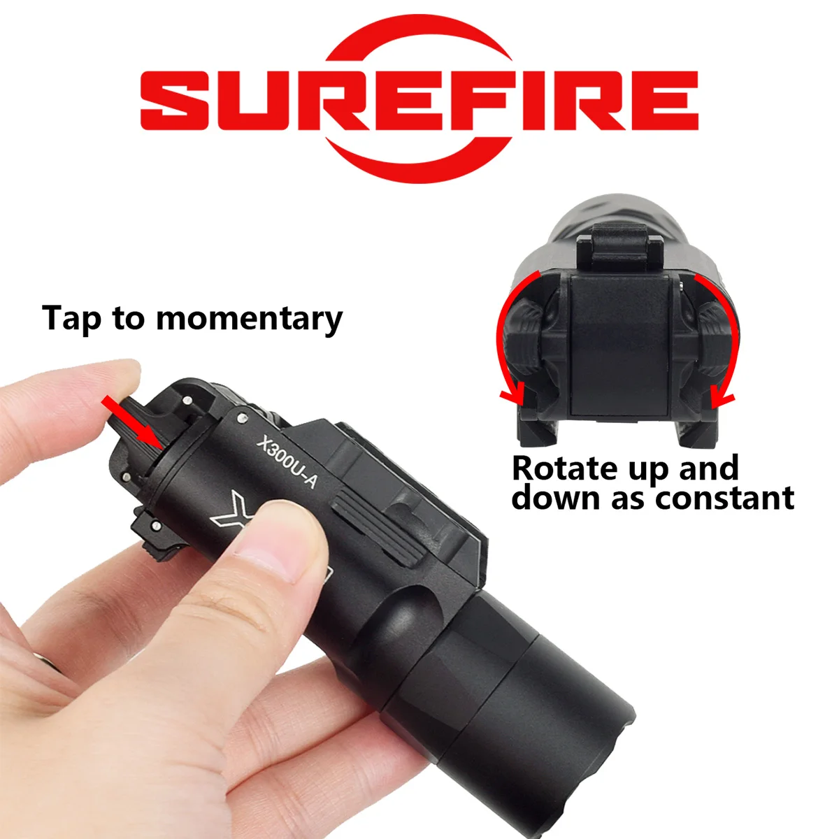 Фото Тактический фонарь SureFire X300 X300U X300UH-B XH35, светодиодный охотничий фонарь, подходит для 20-мм планки Picatinny, для Glock 17, тактический фонарь-скаут №3