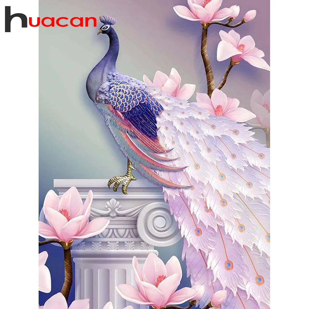 Алмазная вышивка Huacan 5D набор павлинов алмазная живопись мозаика животные хобби и