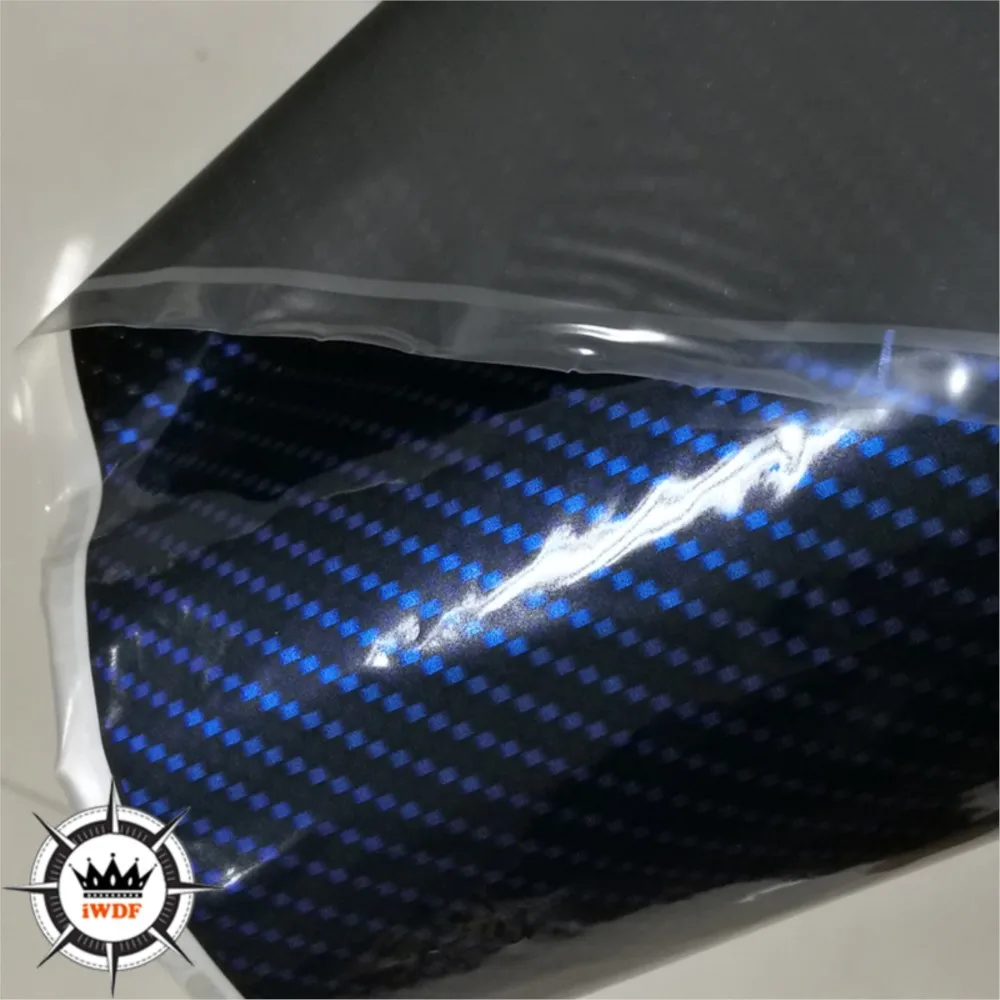 Película hidrográfica WDF008T de 10m de longitud, película de impresión de transferencia de agua de fibra de carbono azul, 1m de ancho