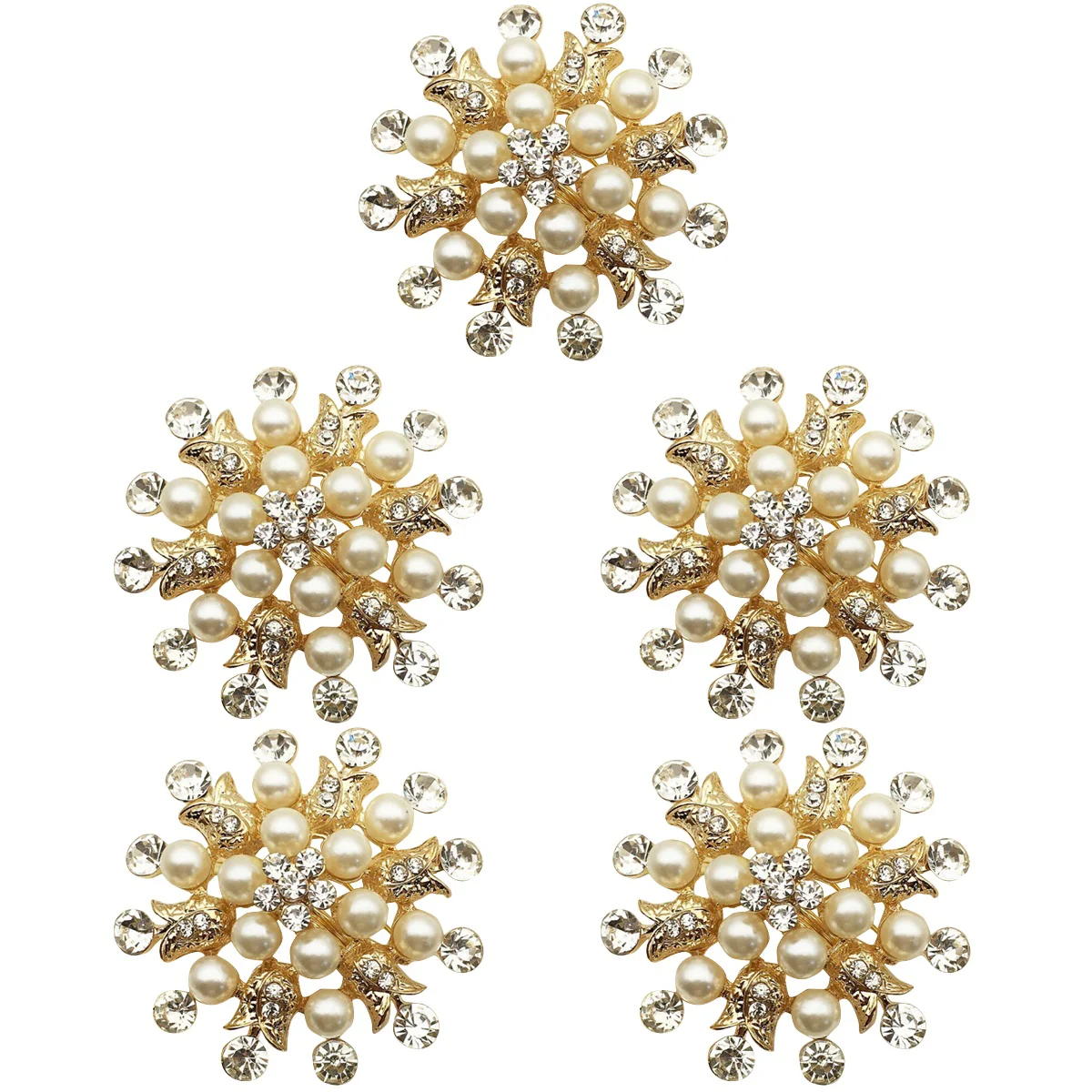 

5pcs Snowflake Napkin Ring Rhinestones Napkin Holder Pearls Napkin Buckle Christmas Gift