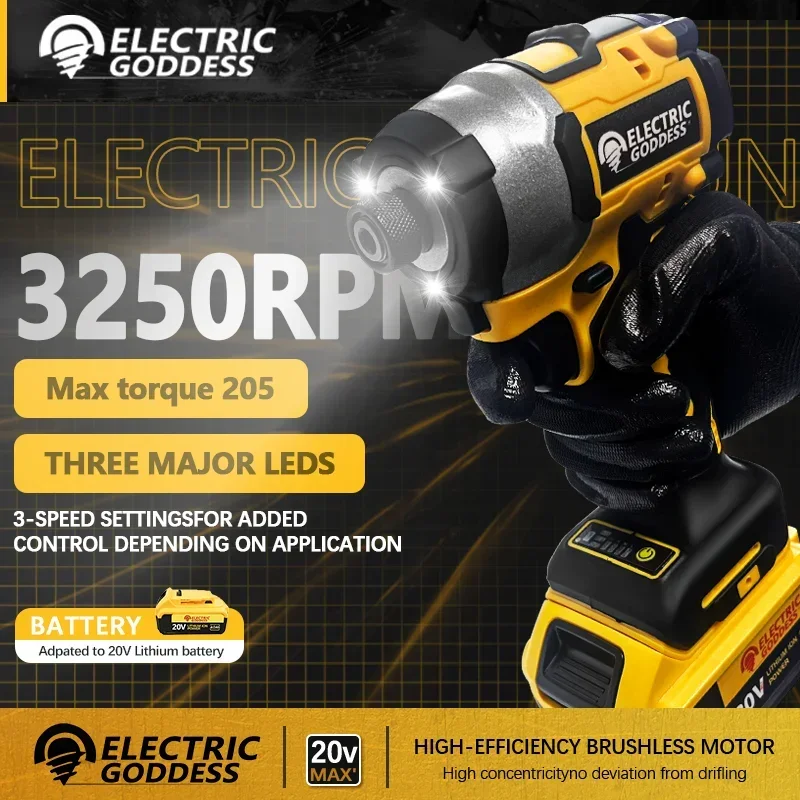 Фото DEWALT DCF850 20 В ударная отвертка электрическая ударная дрель электроинструменты 205NM бесщеточный двигатель аккумуляторный инструмент №3