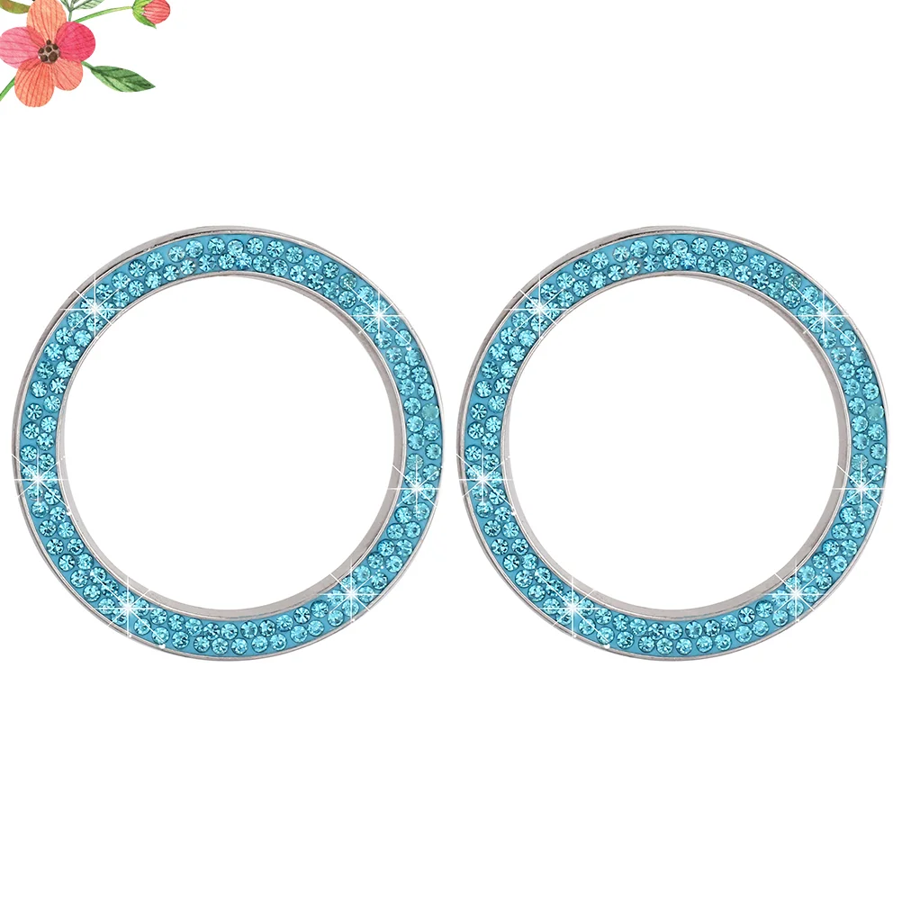 

2Pcs Car Engine Ring Engine Start Ring Luminous Ignition Ring Car Rhinestone Ring Car Start Button Cover