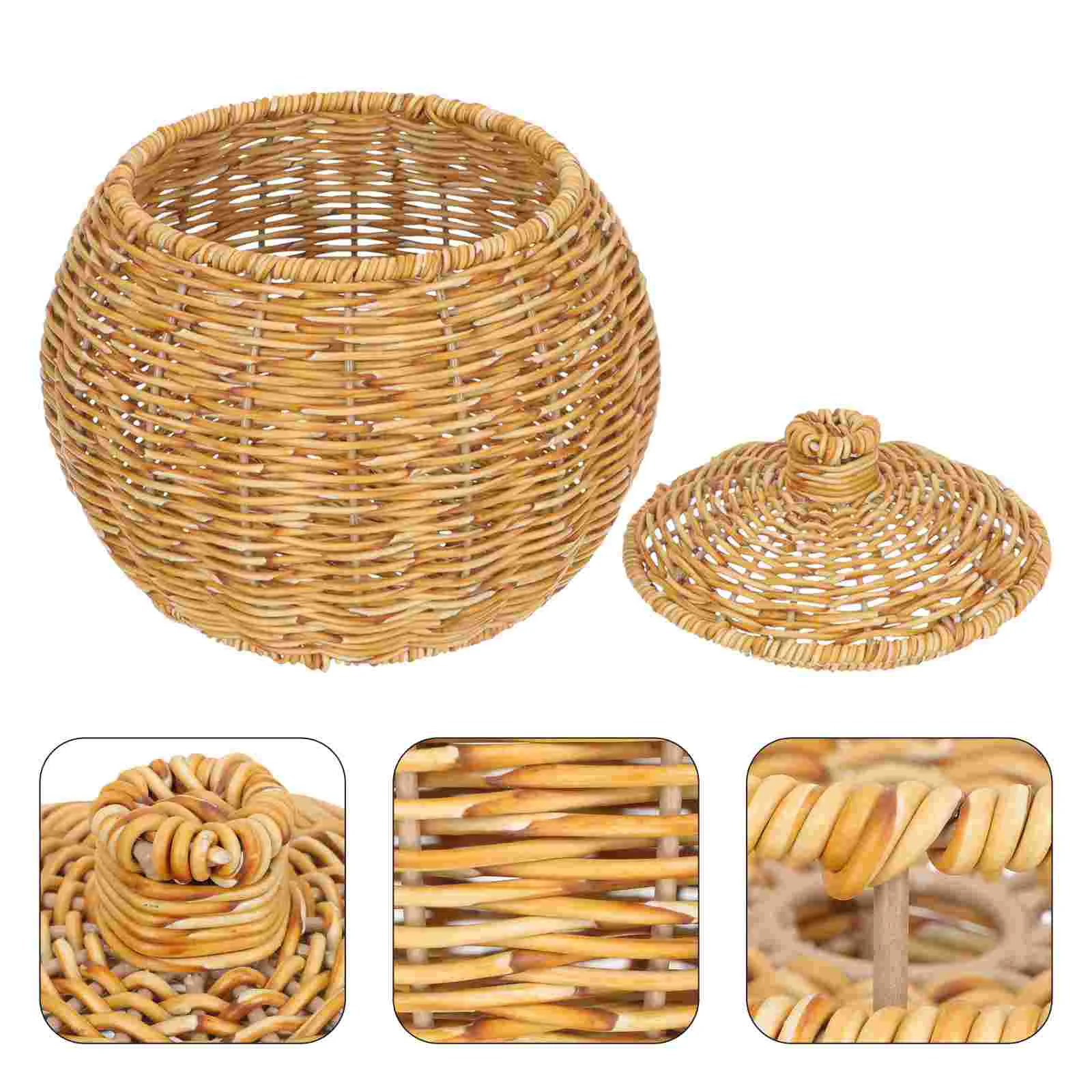 

Basket Storage Egg Woven Fruit Holder Lidwicker Garlic Bread Baskets Rattan Round Chickenhousehold Vegetable Onion Gathering