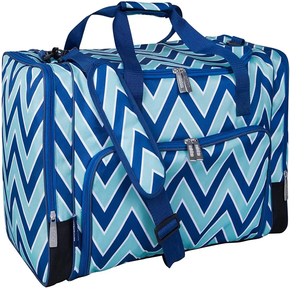 Weekender Duffel Bag for Boys and Girls, 22 Inch (Chevron Blue)