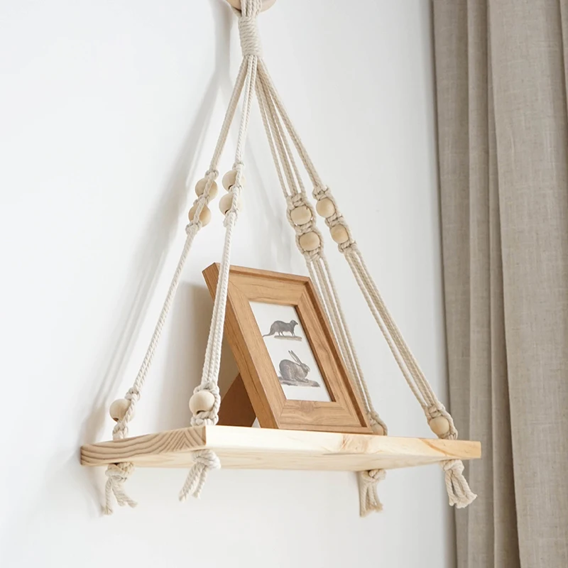 

Handmade macrame hanger with wooden board wood hanger for plant board tray for plant hanging