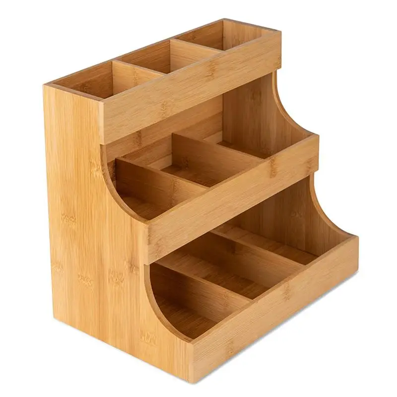 

Coffee Bag Storage Rack 3-Tier Spice Shelf Seasoning Rack Organizer Fruit Tea Bag Storage Box For Cup Lid Straw Sugar Bag