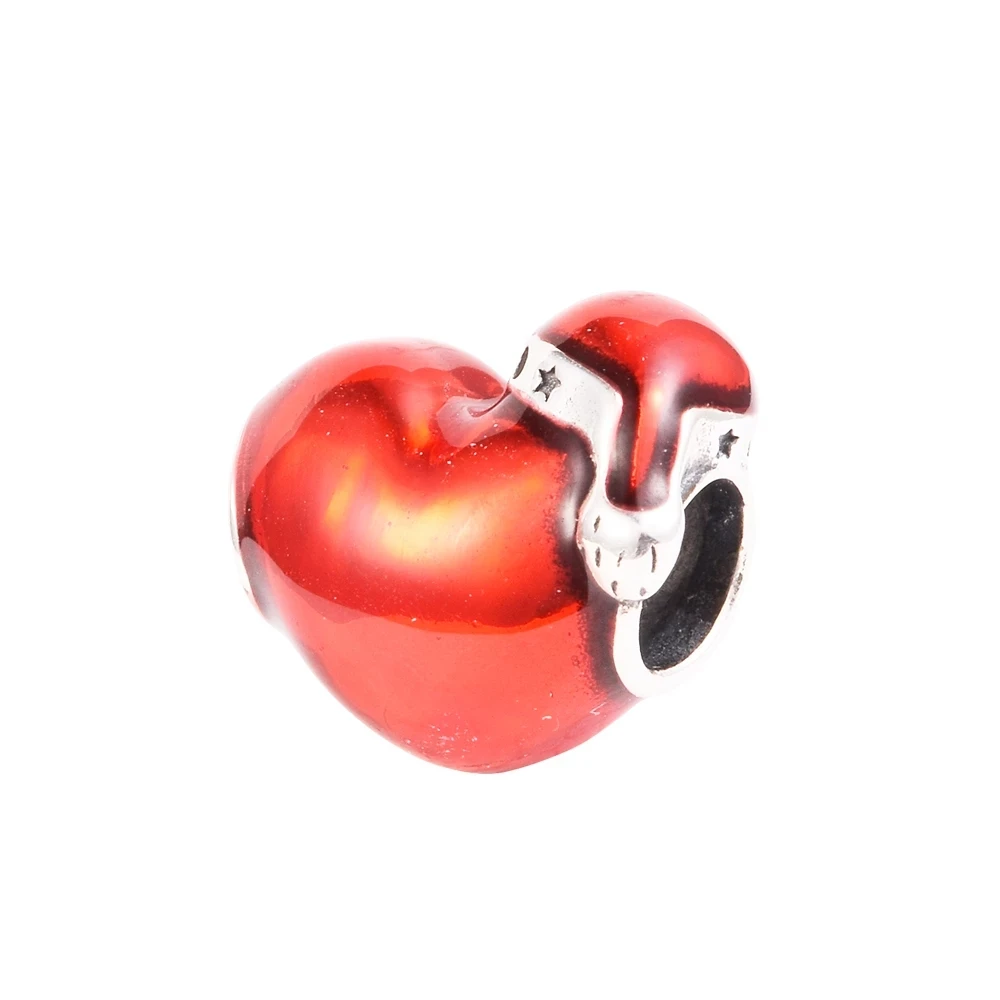 

DIY Beads Metallic Red Christmas Heart Charm Mother Kids 925 Silver Kralen Voor Sieraden Maken Beaded Bracelets Bolitas
