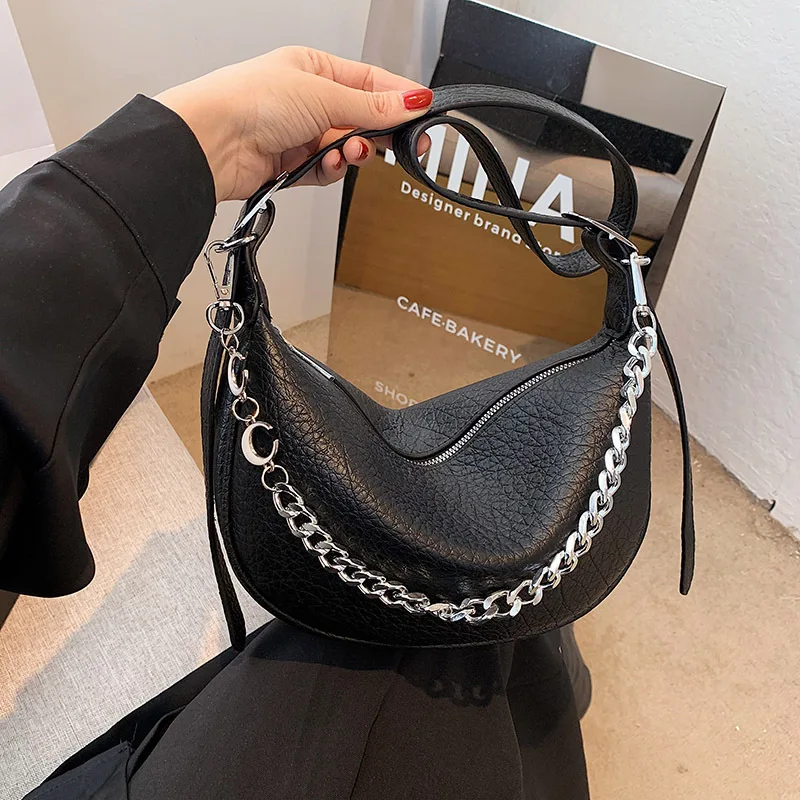 New Chain Totes for Women,Retro Large Capacity Shoulder Bag,Versatile PU Messenger Hobo Bag,Portable for Shopping,Traveling