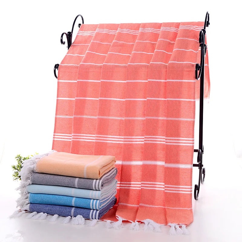 

Striped Bath Towel 100% Cotton Orange Turkey Beach Towel Tassel Large Absorbent Thicken Beach Towel Sand Proof Adult Shawl Gift