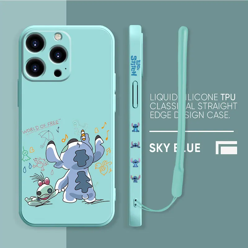 

Liquid Silicone Case For Apple iPhone 13 12 11 Pro Max 8 7 6 6S Plus XR XS X SE2020 Multicolor Phone Coque Stitch Fashion