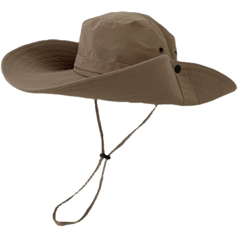 

New Quick Drying Men's Hat Outdoor Wide Brim Large Bucket Hat Male Mountaineering Fishing Hiking Cowboy Designer Hats for Women