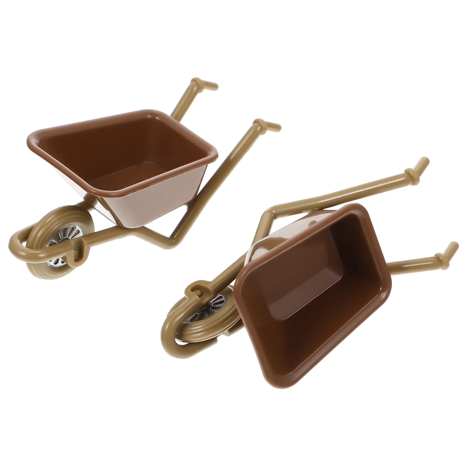 

2 Pcs Cart Model Mini House Adornment Small Home Decor Simulation Barrow Wheelbarrow Miniature Ornament Toy Children Accessory