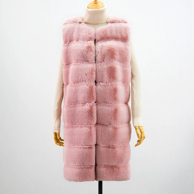 Faux Fur Coat Winter Women 2022 Fashion Causal Warm Slim Sleeveless Long Faux Fox Fur Vest Winter Furry Waistcoat Jacket