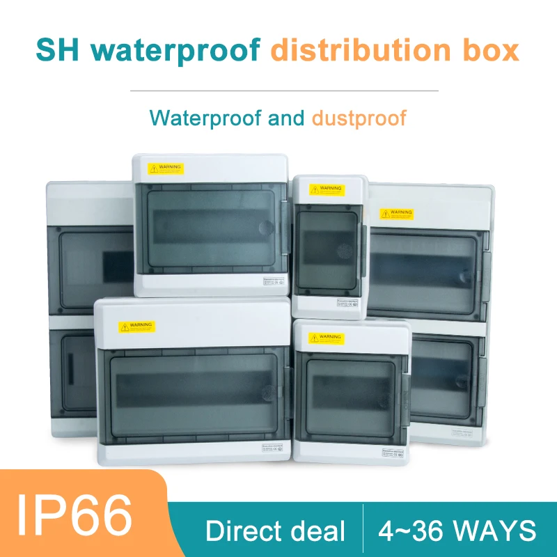 

Пластиковая электрическая распределительная коробка SH Series 4/6/9/12/18/24/36 Way IP66, водонепроницаемая распределительная коробка MCB, монтажная распр...