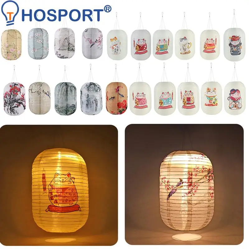 

25cm Waterproof Solar Lanterns LED Light Nylon Cloth Chinese Japanese Hanging Lamp Outdoor Garden Wedding Holiday Party Decor